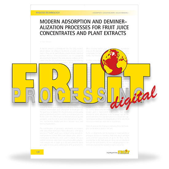 Modern adsorption and demineralization processes for fruit juice concentrates and plant extracts