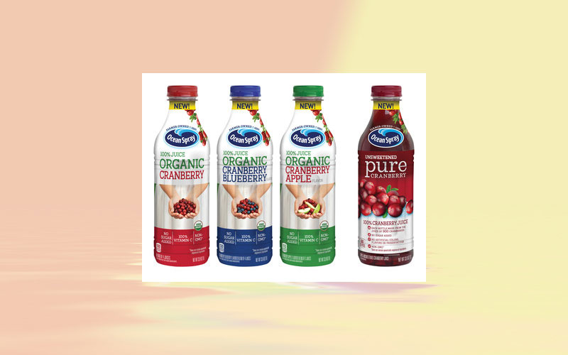 Ocean Spray introduces organic 100 % juice blends and pure cranberry (unsweetened) 100 % juice