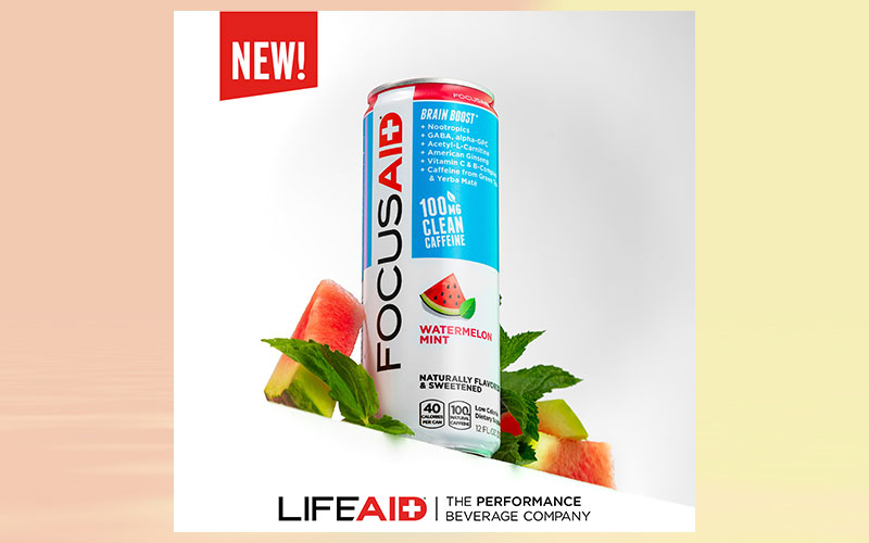 LIFEAID Beverage Co. welcomes to market the second flavour of FOCUSAID, Watermelon Mint