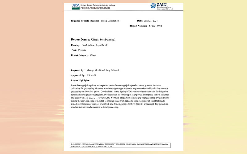 USDA: South Africa citrus semi-annual