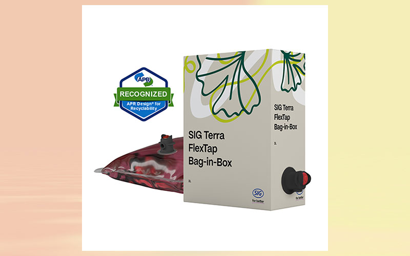 SIG announces APR Design® Recognized recycle-ready bag-in-box package for wine featuring SIG Terra RecShield BD laminate and SIG Terra FlexTap