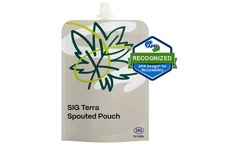 SIG announces APR Design<sup>®</sup> for recyclability recognition for spouted pouch featuring SIG Terra RecShield BD laminate